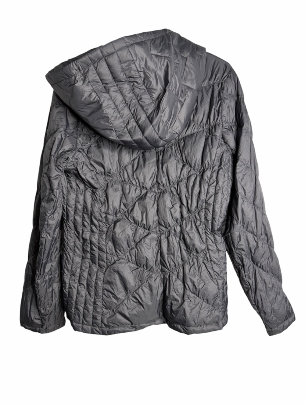 Michael Kors Packable PufferJacket Large Gray Hooded Lightweight Travel Coat - Picture 2 of 4